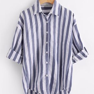 🍁Shein oversized striped collar shirt 👕👚🍁